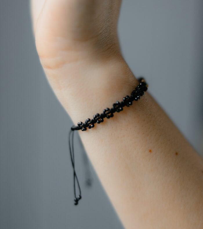 Bratara cu 4 bilute de aur 14k si piatra semipretioasa de spinel, model impletit 2 - imagine 6