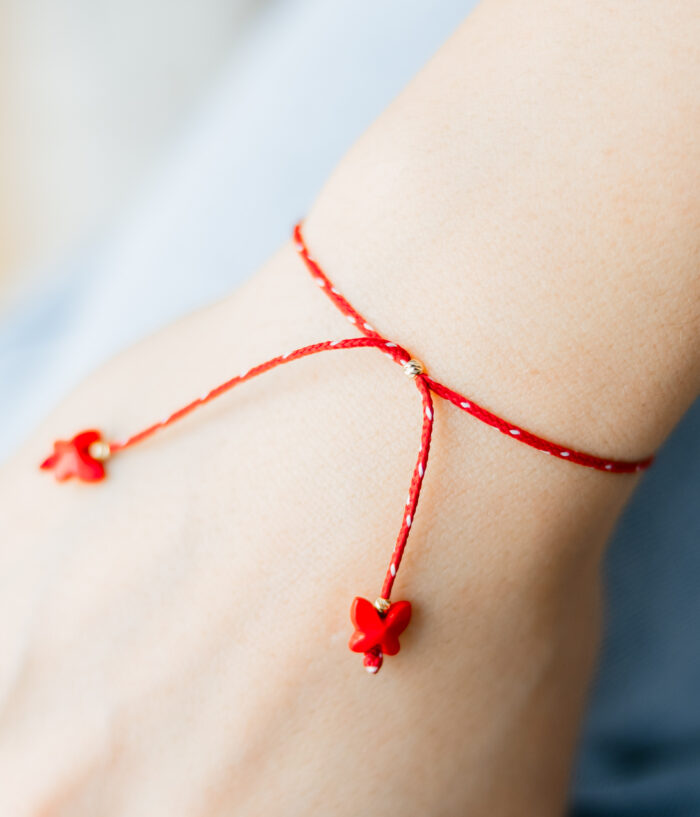 Bratara martisor cu trei bilute de aur 14k M16 - imagine 2