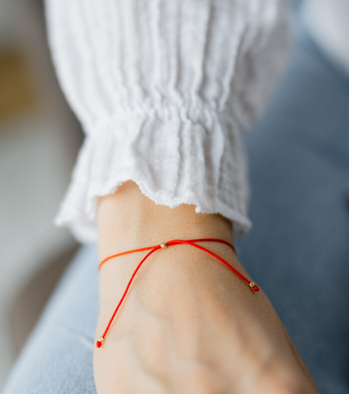 Bratara martisor cu 3 bilute aur 14k M17 - imagine 1