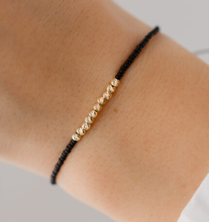 Bratara cu 10 bilute de aur 14k si miyuki mate