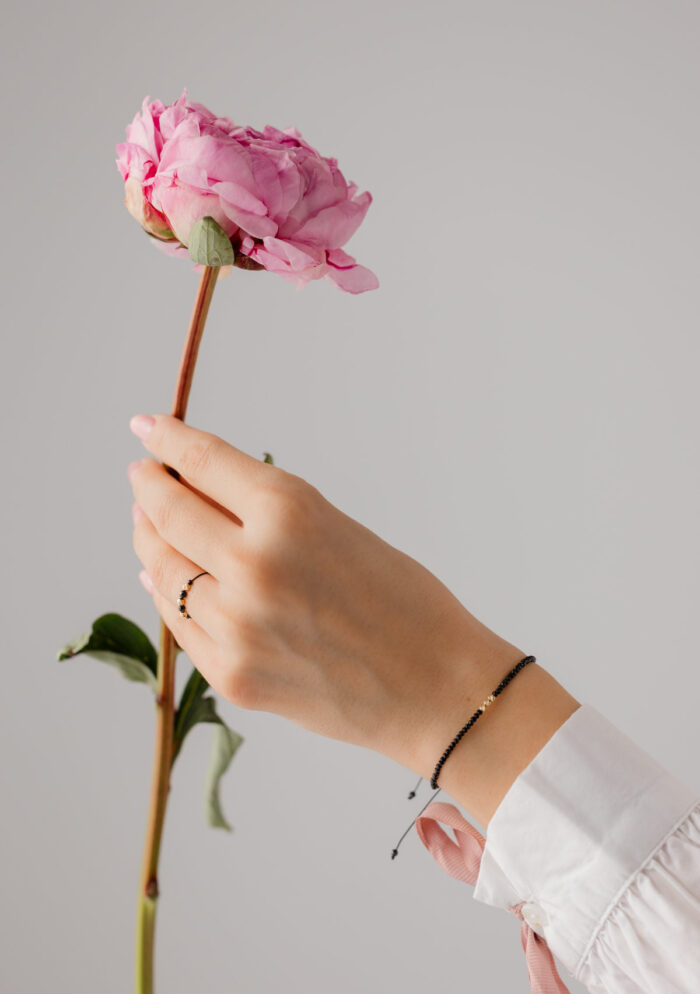 Bratara cu 3 bilute de aur 14k si pietre semipretioase de spinel - imagine 2