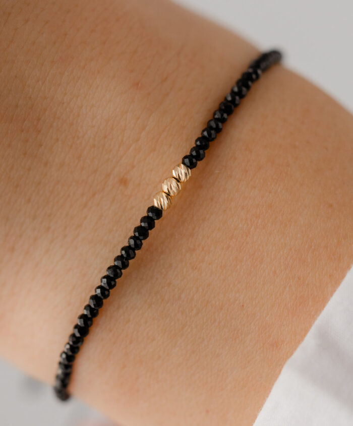 Bratara cu 3 bilute de aur 14k si pietre semipretioase de spinel - imagine 1