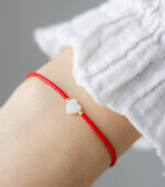 Bratara martisor cu doua bilute din aur 14k  si inima din sidef scoica M13 - imagine 2