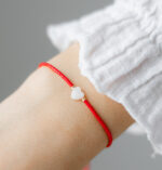 Bratara martisor cu doua bilute din aur 14k  si inima din sidef scoica M13 - imagine 3