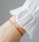 Bratara martisor cu doua bilute din aur 14k si ochisor norocos din sidef M12 - imagine 2