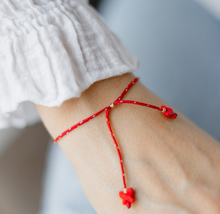 Bratara martisor cu trei bilute de aur 14k M16 - imagine 1