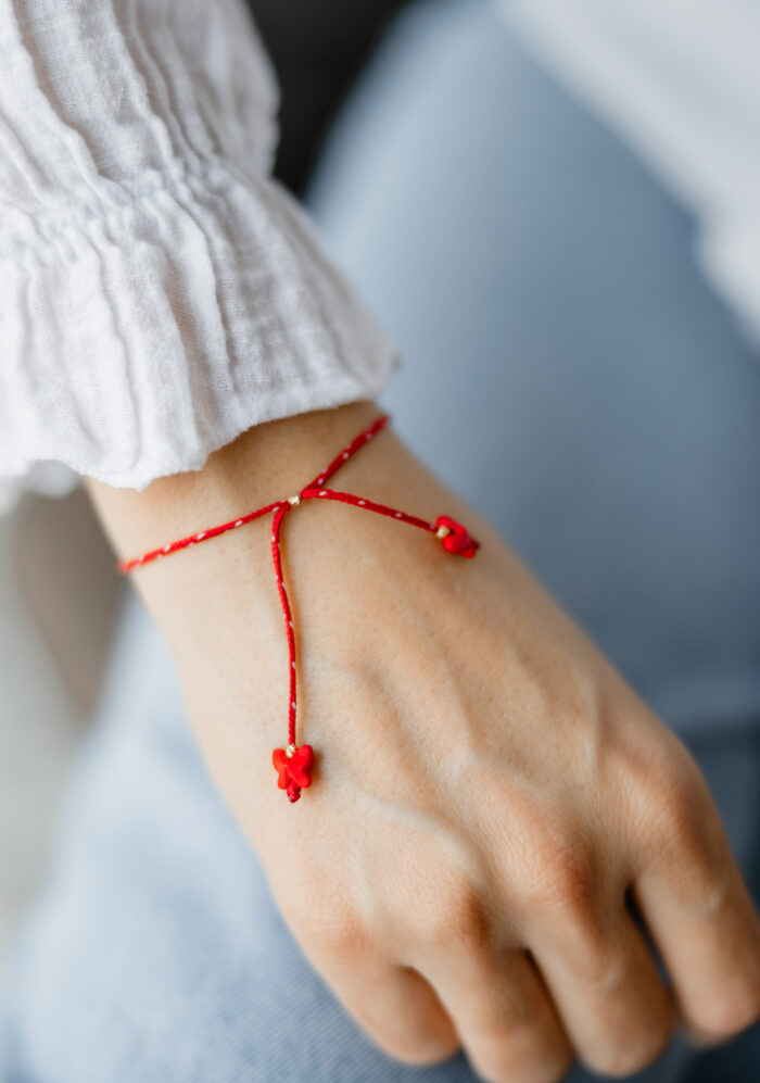 Bratara martisor cu trei bilute de aur 14k M16 - imagine 4