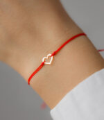Bratara inima de aur 14k pe snur rosu martisor