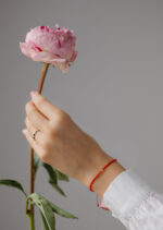 Bratara cu o biluta de aur 14k si margele miyuki rosu lucios martisor - imagine 2