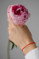 Bratara cu o biluta de aur 14k si margele miyuki rosu mat martisor - imagine 2