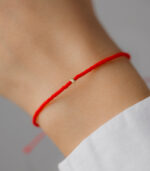 Bratara cu o biluta de aur 14k si margele miyuki rosu mat martisor