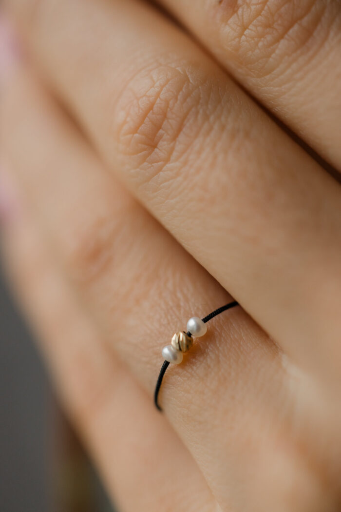 Inel cu o biluta de aur 14k si perla de cultura - imagine 1