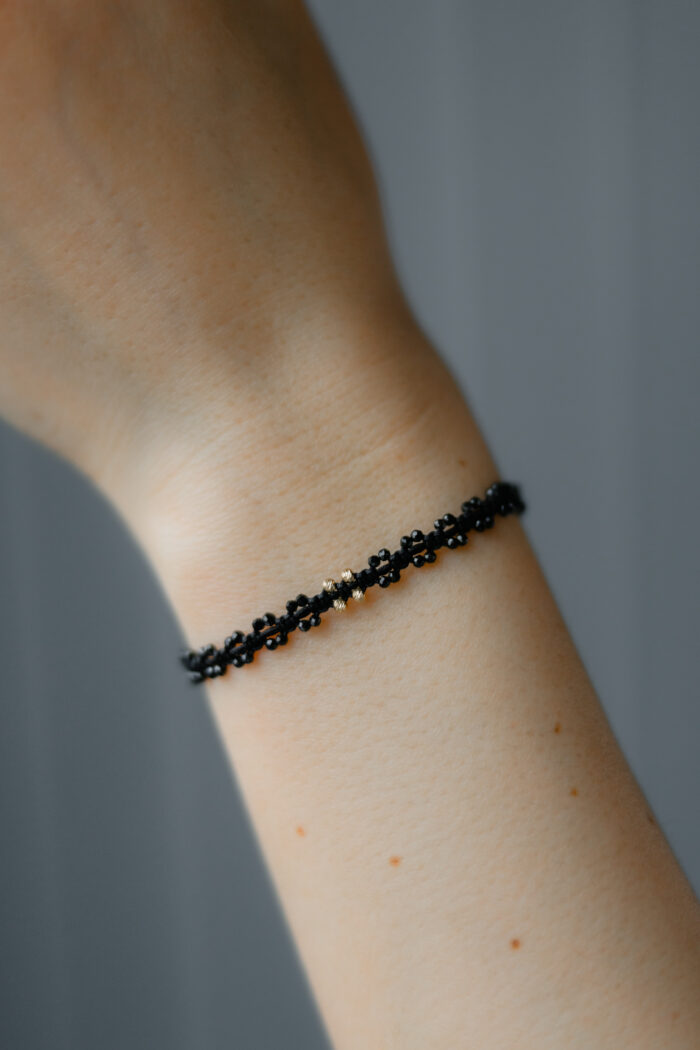 Bratara cu 4 bilute de aur 14k si piatra semipretioasa de spinel, model impletit 2 - imagine 4