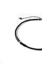 Bratara cu o biluta de aur 14k, piatra semipretioasa de spinel si margele miyuki negru mat - imagine 2