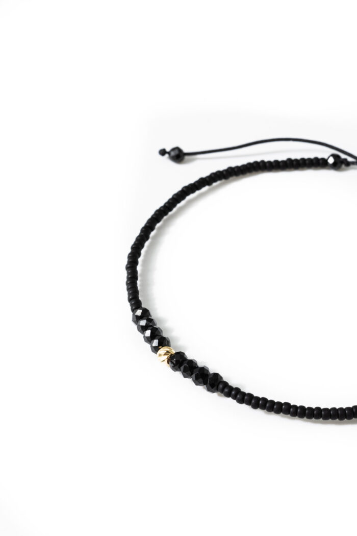 Bratara cu o biluta de aur 14k, piatra semipretioasa de spinel si margele miyuki negru mat - imagine 2