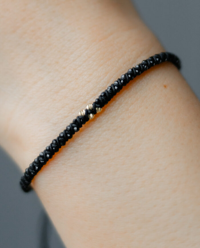 Bratara cu 4 bilute de aur 14k si piatra semipretioasa de spinel, model impletit 3 - imagine 5