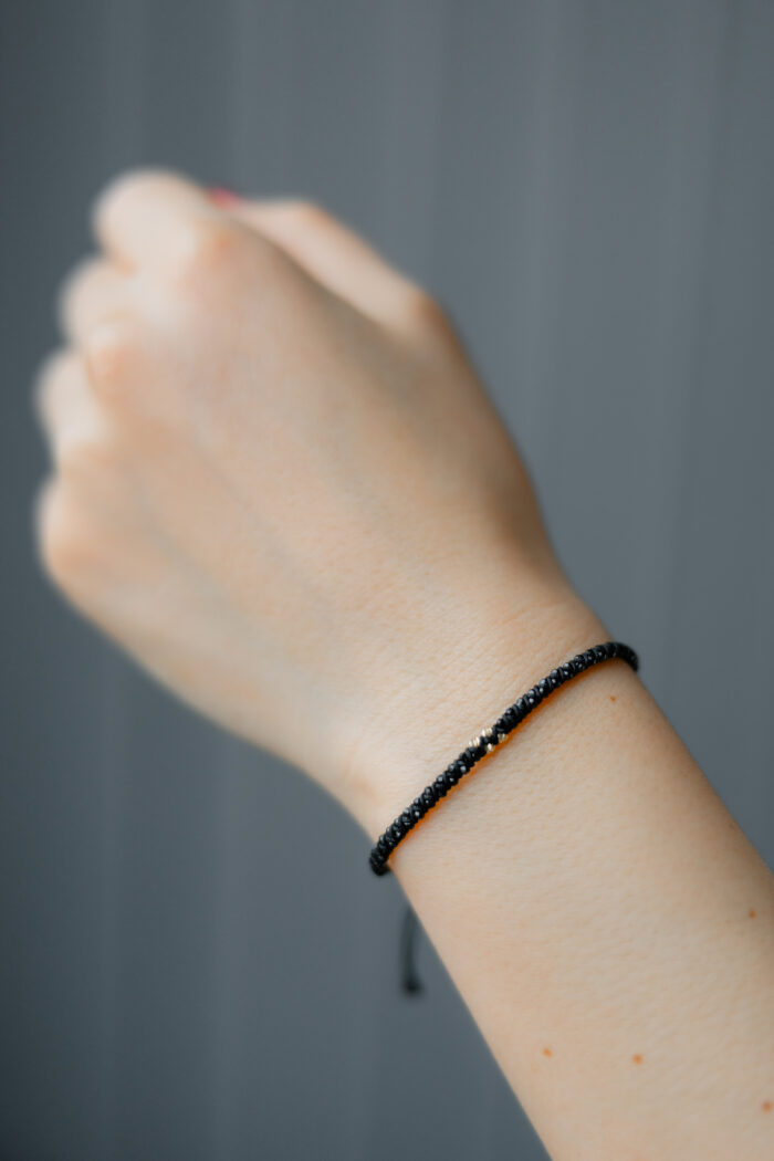 Bratara cu 4 bilute de aur 14k si piatra semipretioasa de spinel, model impletit 3 - imagine 6