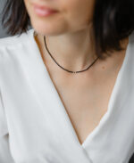 Colier cu 2 bilute de aur 14k si combinatie de spinel cu miyuki mat pe snur negru - imagine 4