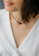 Colier cu 2 bilute de aur 14k, piatra neagra de Agat si combinatie de spinel cu miyuki mat pe snur negru - imagine 4