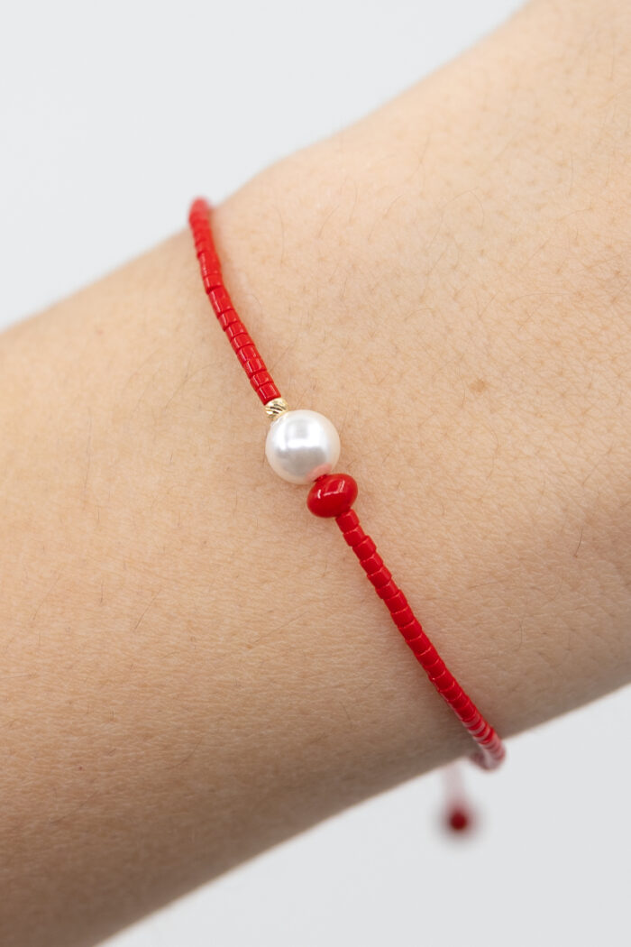 Bratara martisor cu o biluta aur 14k cu miyuki lucios si perla de scoica M27 - imagine 1