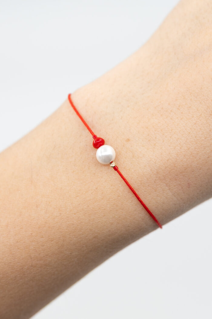 Bratara martisor cu o biluta aur 14k si perla de scoica M28 - imagine 1