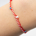 Bratara martisor cu o biluta aur 14k, perla de cultura si margele M30