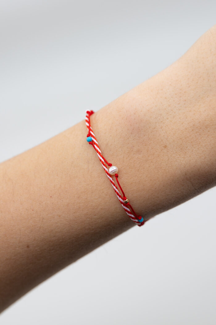 Bratara martisor cu o biluta aur 14k, perla de cultura si margele M30 - imagine 2